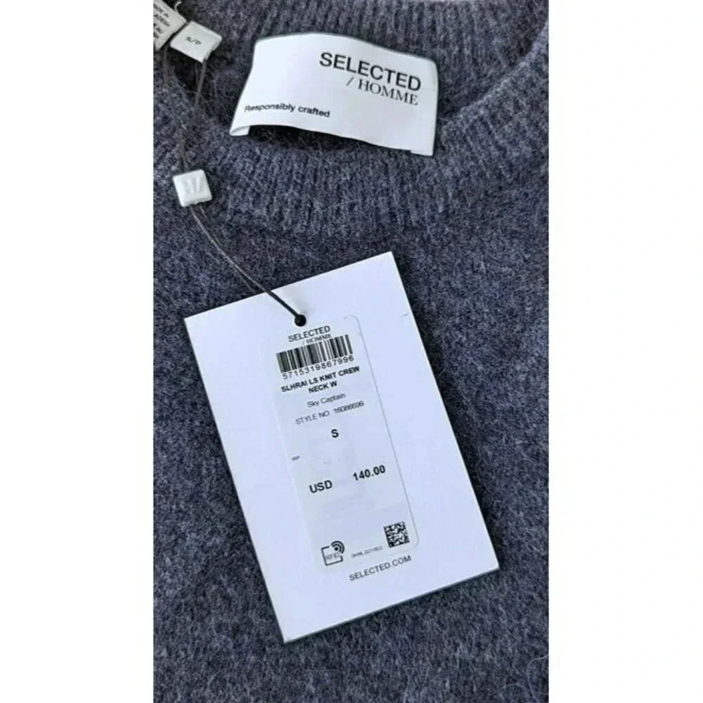 Selected Homme Men's Alpaca Blend Jumper Sweater Sky Captain Size S (MSRP $140)